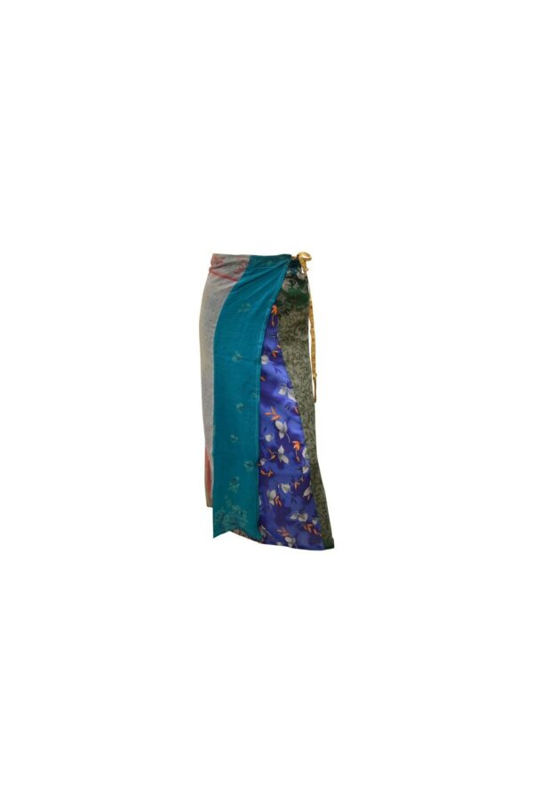 Boho Upcycled Wrap Around Skirt Funky Patchwork Maxi Sarong Free Size Up To 18 P208