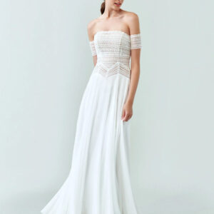 Boho Wedding Dress Chiffon A-Line Floor-Length Zipper Sleeveless Strapless Ivory