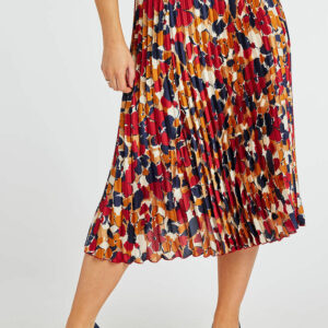 Bonmarche Cream Elasticated Floral Pleated Skirt