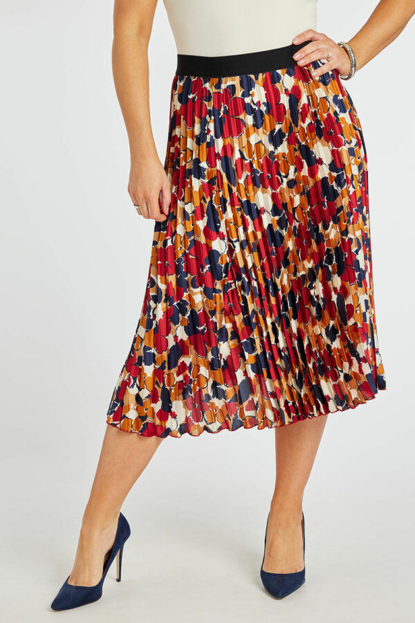 Bonmarche Cream Elasticated Floral Pleated Skirt