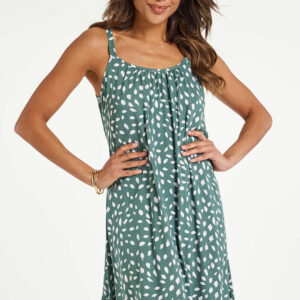 Bonmarche Green Spot Print Frill Hem Sundress, Size: 10 -Holiday Shop