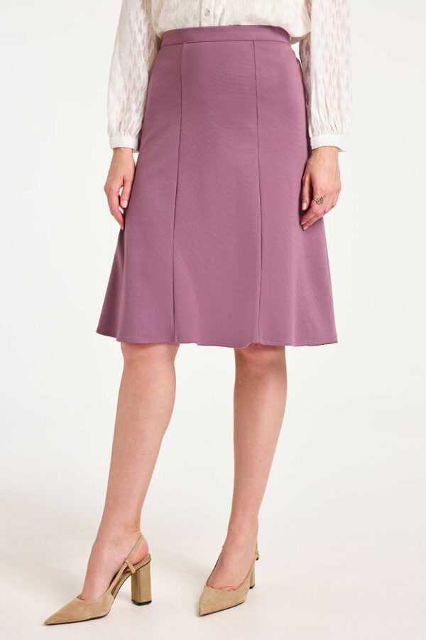 Bonmarche Purple Ponte Elasticated Flippy Panel Skirt, Size: 28