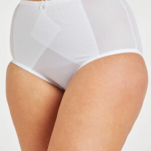 Bonmarche White Plain Stitch Detail Firm Control Brief, Size: 20-22