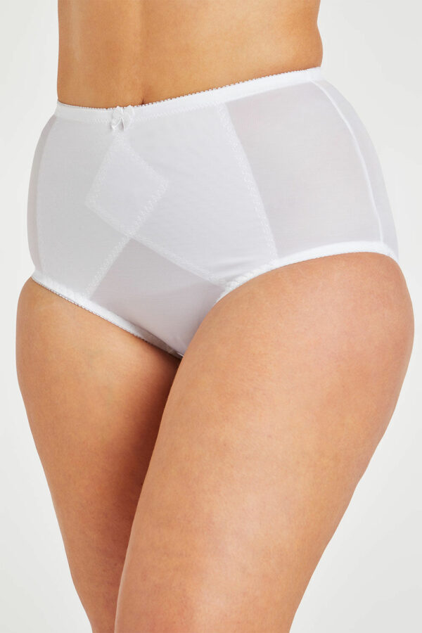 Bonmarche White Plain Stitch Detail Firm Control Brief, Size: 20-22