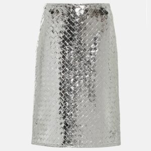 Bottega Veneta Intrecciato leather midi skirt