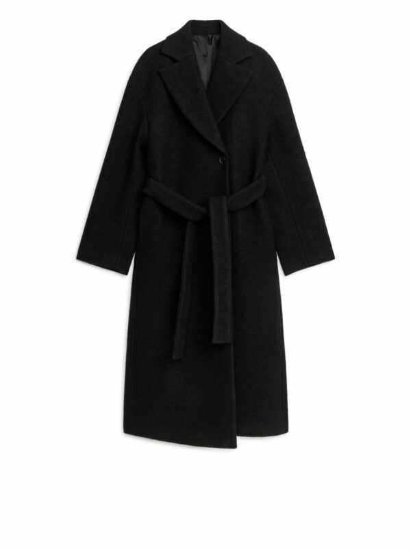 Bouclé Wool Coat - Black