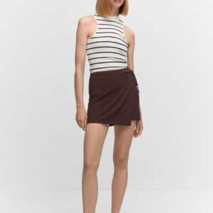 Bow wrap skirt brown - Woman - XS - MANGO