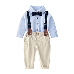 Boys 3D Plaid Stripe Shirt Pants Long Sleeve Spring Fall Cool Gentle Cotton Kids 4-12 Years Formal Party Tailored Fit