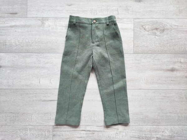 Boys Linen Pants A, Classic Grey Chino Trousers, Toddler Ring Bearer Garment