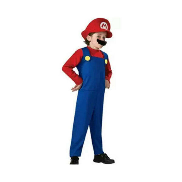 ((Boys) Red Mario, 5-6 Years) Boy Super Mario Costume Party Cosplay Fancy Dress Outfits Hat Set