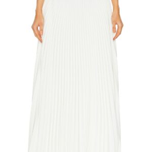 Brandon Maxwell Pleated Leather Yoke Skirt in Black & White - White. Size 2 (also in ).