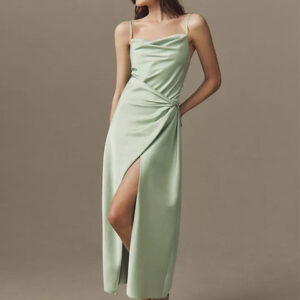 Bridesmaid Dresses Elastic Silk Like Satin Sheath Tea-Length Formal Gowns