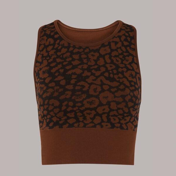 Brown Animal Print Seamless Sports Bra