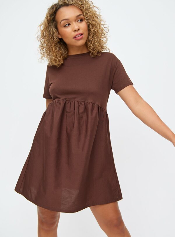 Brown Babydoll Mini T-Shirt Dress M