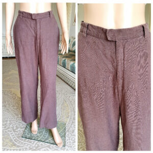 Brown Linen Pants M Womens Retro Chino Trousers Summer Pants