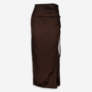 Brown Silk Pencil Skirt