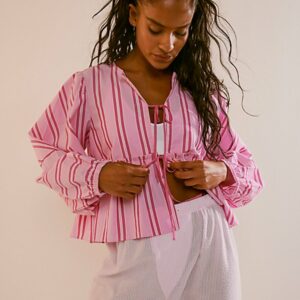 Brunch Babe Blouse at Free People in Pink Combo, Size: XS