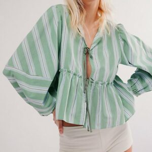 Brunch Babe Blouse at Free People in White Spruce Combo, Size: XS