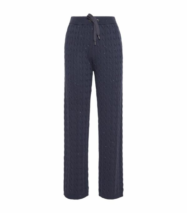 Brunello Cucinelli Cable-Knit Sequinned Sweatpants