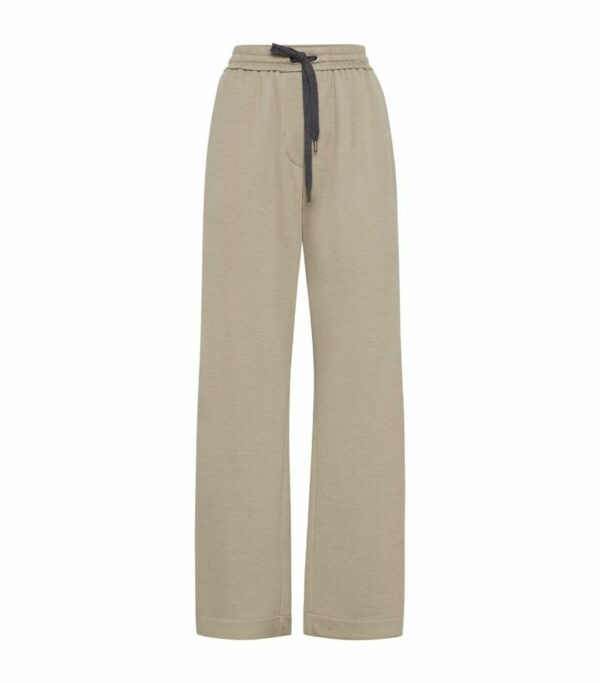 Brunello Cucinelli Cotton-Silk Wide-Leg Sweatpants