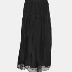 Brunello Cucinelli Embellished pleated silk midi skirt