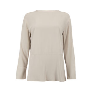 Brunello Cucinelli Grey Silk Long Sleeve Blouse