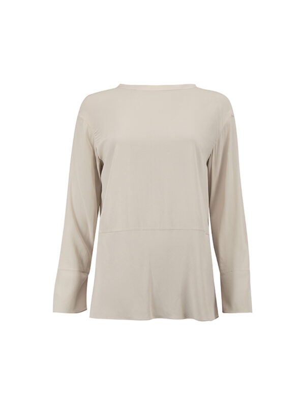 Brunello Cucinelli Grey Silk Long Sleeve Blouse