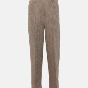 Brunello Cucinelli Herringbone linen tapered pants