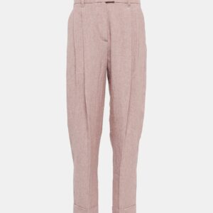 Brunello Cucinelli High-rise wide linen pants