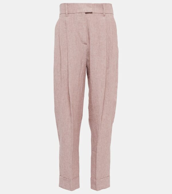 Brunello Cucinelli High-rise wide linen pants