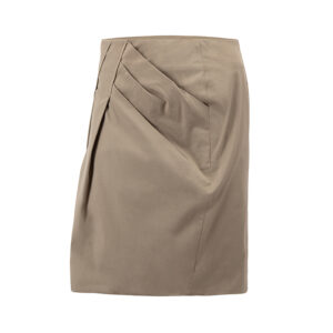 Brunello Cucinelli Khaki Cotton-Blend Pleat Accent Pencil Skirt