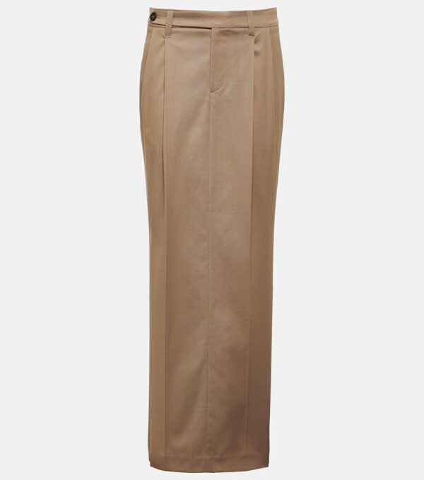 Brunello Cucinelli Pleated low-rise cotton-blend maxi skirt