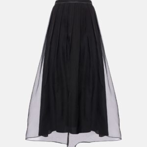 Brunello Cucinelli Pleated silk organza midi skirt