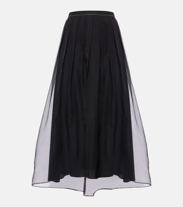 Brunello Cucinelli Pleated silk organza midi skirt