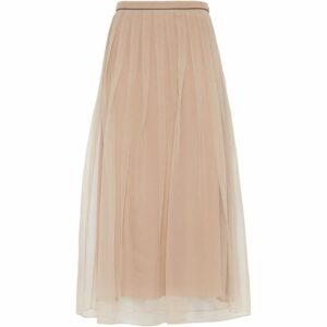 Brunello Cucinelli Silk Pleated Midi Skirt