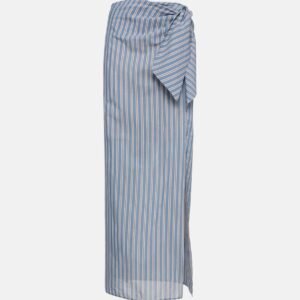 Brunello Cucinelli Striped cotton and silk wrap skirt