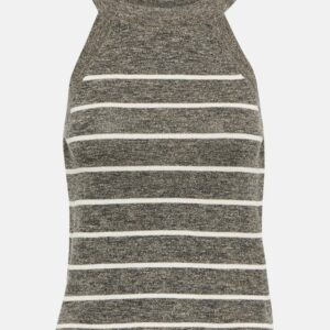 Brunello Cucinelli Striped linen blend tank top