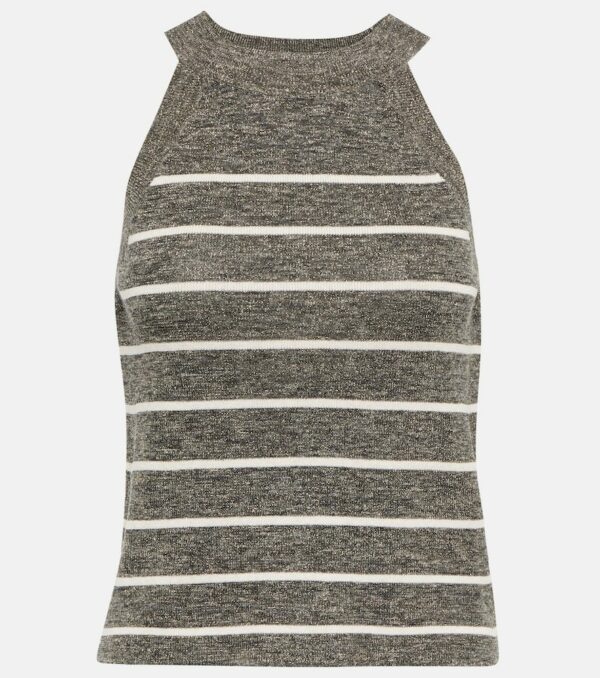 Brunello Cucinelli Striped linen blend tank top