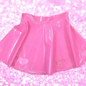 Bubble Goth Princess PVC Heart Cut Out Skater Skirt Pink