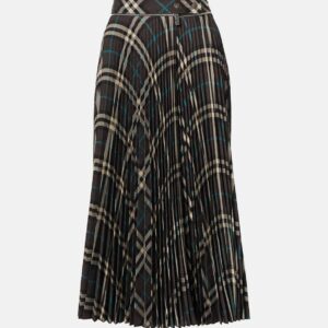 Burberry Pleated checked midi skirt