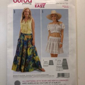 Burda Pattern 6666, Uncut, Misses Semi-Fitted, Tiered, Pull-On Skirts, Mini Or Ankle Length, Elastic Waist, Super Easy To Sew, 8-18