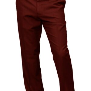 Burgundy Italian Flat Front Mens Wool Dress Pants Hand Tailored