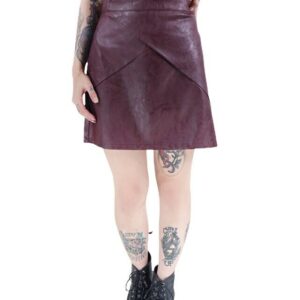 Burgundy Vegan Leather Short Skirt L