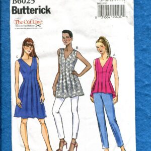 Butterick 6025 V Neck Dress Or Tops With Pleated Details Pattern Size 8 To 16 Uncut