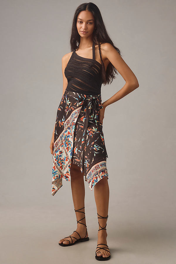 By Anthropologie Asymmetrical Midi Wrap Skirt