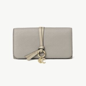 CHLOÉ Alphabet wallet with flap in grained leather Grey Size OneSize 100% Calf-skin leather