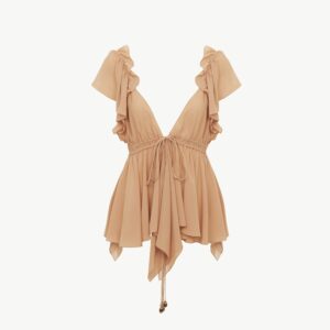 CHLOÉ Gathered camisole top in silk georgette Pink Size 6 100% Silk