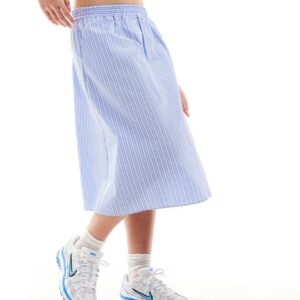 COLLUSION boxer midi circle skirt in blue stripe