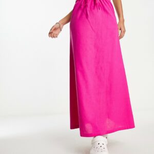 COLLUSION low rise linen beach skirt in pink