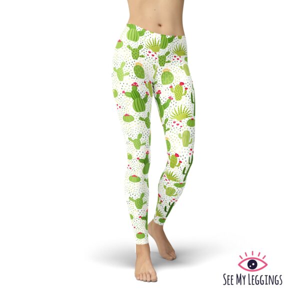 Cactus Plant Leggings, Printed Workout Leggings For Women, High Waist Capris, Plus Size Yoga Pants